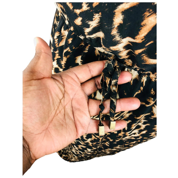 Indulge Womens Sleeveless Long Chiffon Maxi Dress Black Brown Animal Print 2X - Picture 4 of 9